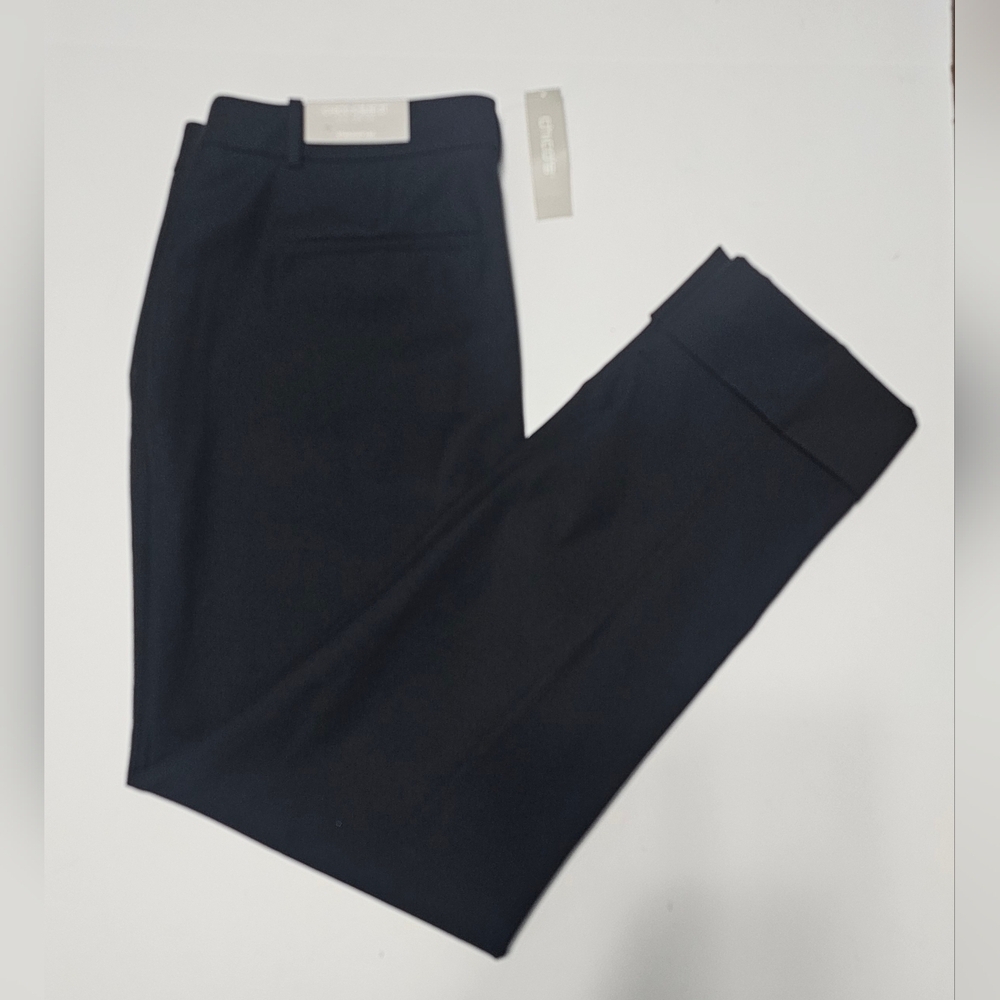 NWT Chico's Fly Front Seasonal Ankle Black Straight Leg Pant Sz 2T ( US 12T )